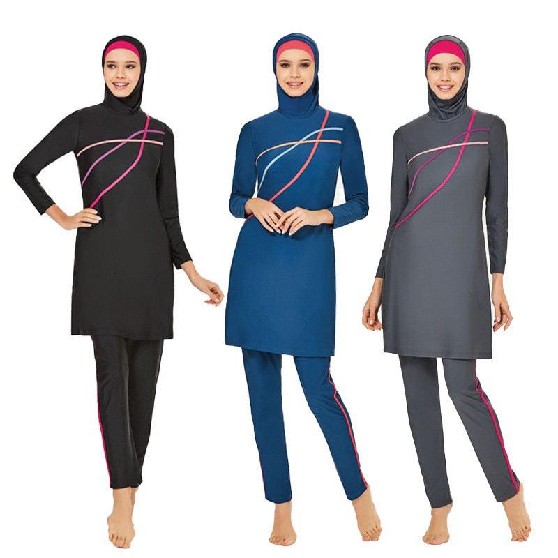 Muslim Modest Swimwear Hijab Swimsuit Women Long Sleeve Swimming Suit Islamic Cover Ups Burkini Hijabs For Woman Swim Bathing Muslim Modest Swimwear Hijab Swimsuit Women Long Sleeve Swimming Suit Islamic Cover Ups Burkini Hijabs For Woman Swim Bathing
