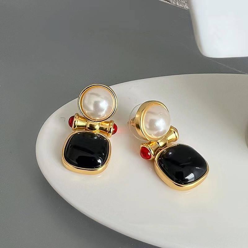 Statement Fashion Pink Black Resin Metallic Drop Dangle Earrings For Women Personality 2023 New Earings Wholesale