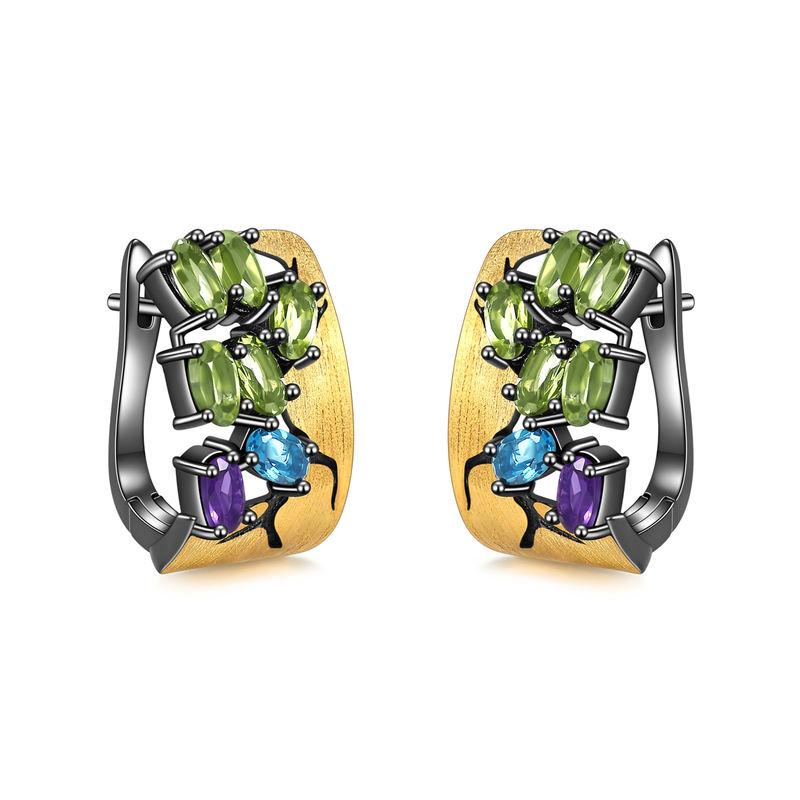 GEM'S BEAUTY Crack Original 925 Sterling Silver Stud Earrings For Women Fine Jewelry Women Statement Ear Studs Ear Buckles