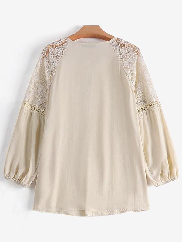 ZANZEA Elegant Work Blouse For Women Long Sleeve Lace Crochet Shirt Casual V Neck Blusas Bohemian Stylish Patchwork Tops Tunic ZANZEA Elegant Work Blouse For Women Long Sleeve Lace Crochet Shirt Casual V Neck Blusas Bohemian Stylish Patchwork Tops Tunic