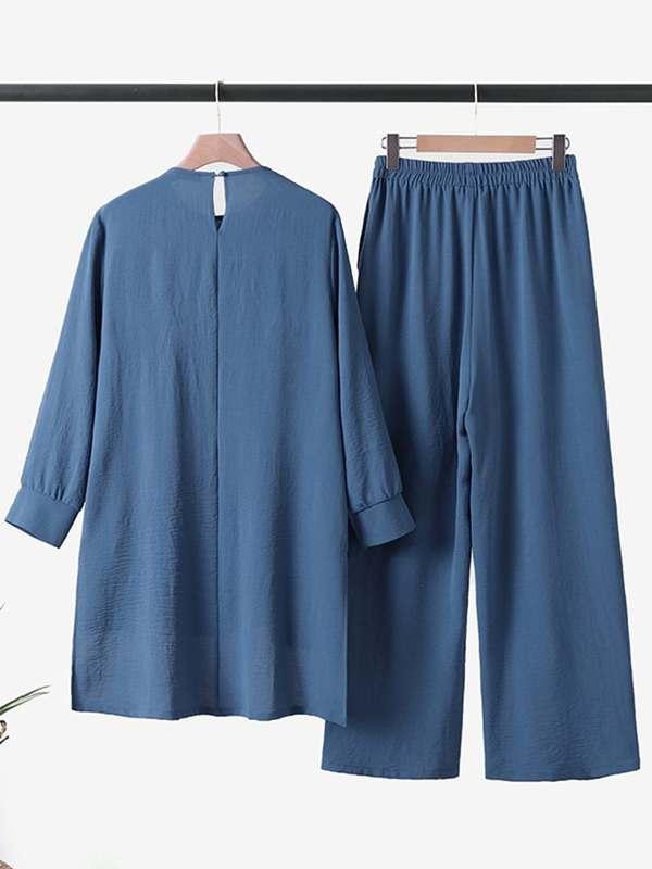 ZANZEA 2PCS Muslim Sets Fashion Long Sleeve Blouse Wide Leg Pants Suits Turkey Abaya Solid Islamic Clothing Casual Matching Sets ZANZEA 2PCS Muslim Sets Fashion Long Sleeve Blouse Wide Leg Pants Suits Turkey Abaya Solid Islamic Clothing Casual Matching Sets